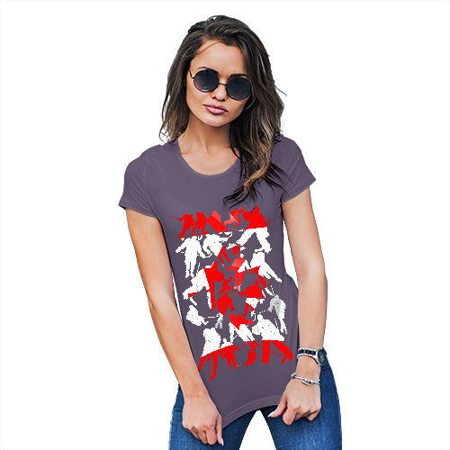 Funny Tee Shirts For Women Canada Ice Hockey Silhouette Women's T-Shirt Medium Plum