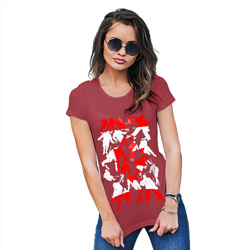 Funny Tee Shirts For Women Canada Ice Hockey Silhouette Women's T-Shirt X-Large Red