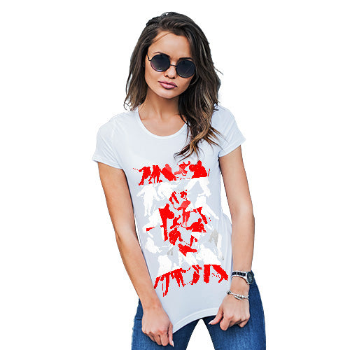 Womens Novelty T Shirt Christmas Canada Ice Hockey Silhouette Women's T-Shirt Small White