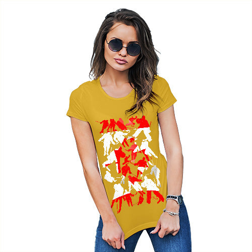 Womens Humor Novelty Graphic Funny T Shirt Canada Ice Hockey Silhouette Women's T-Shirt Large Yellow