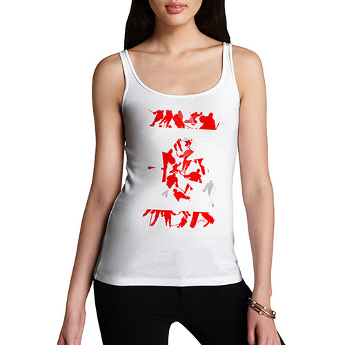 Funny Tank Top For Women Sarcasm Canada Ice Hockey Silhouette Women's Tank Top Medium White