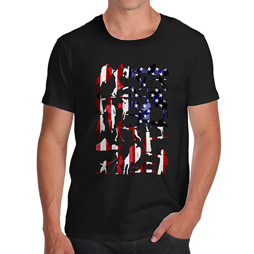 Funny T-Shirts For Men USA Modern Pentathlon Silhouette Men's T-Shirt Large Black