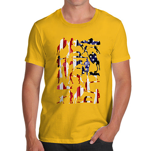Funny Mens Tshirts USA Modern Pentathlon Silhouette Men's T-Shirt X-Large Yellow