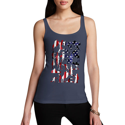 Womens Novelty Tank Top Christmas USA Modern Pentathlon Silhouette Women's Tank Top Small Navy