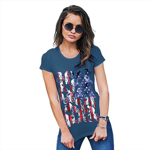 Funny T Shirts For Mom USA Mountain Biking Silhouette Women's T-Shirt X-Large Royal Blue