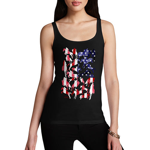 Funny Tank Top For Mum USA Show Jumping Silhouette Women's Tank Top Small Black