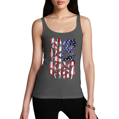 Funny Tank Top For Mum USA Show Jumping Silhouette Women's Tank Top Large Dark Grey