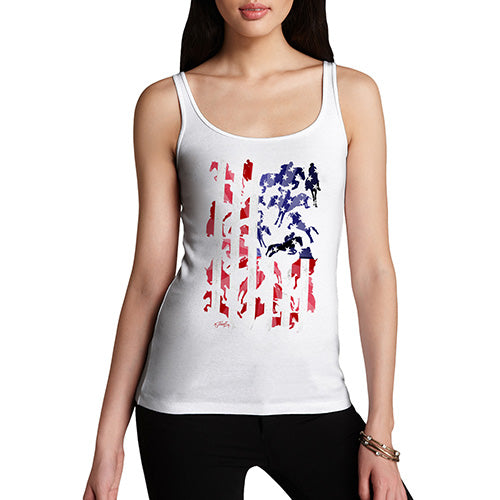 Funny Tank Top For Mum USA Show Jumping Silhouette Women's Tank Top Medium White