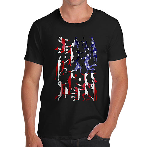Funny Tee Shirts For Men USA Volleyball Silhouette Men's T-Shirt Medium Black