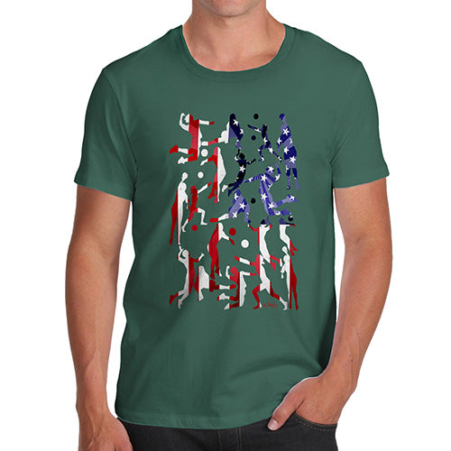 Novelty Tshirts Men Funny USA Volleyball Silhouette Men's T-Shirt Large Bottle Green