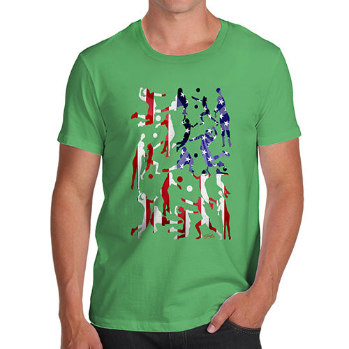 Funny Mens Tshirts USA Volleyball Silhouette Men's T-Shirt Small Green