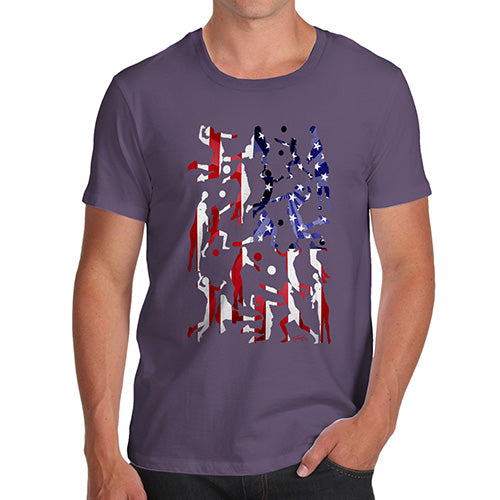 Funny Tshirts For Men USA Volleyball Silhouette Men's T-Shirt Medium Plum