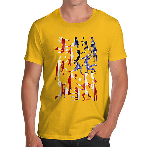 Funny Tshirts For Men USA Volleyball Silhouette Men's T-Shirt Medium Yellow