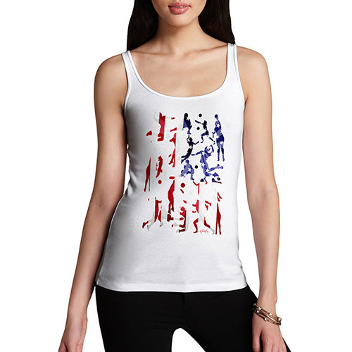 Womens Humor Novelty Graphic Funny Tank Top USA Volleyball Silhouette Women's Tank Top X-Large White