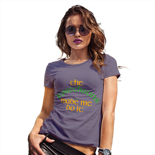 Womens Funny T Shirts The Leprechauns Made Me Do It Women's T-Shirt Medium Plum