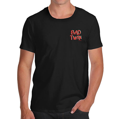 Mens Funny Sarcasm T Shirt Bad Twin Pocket Print Men's T-Shirt Medium Black
