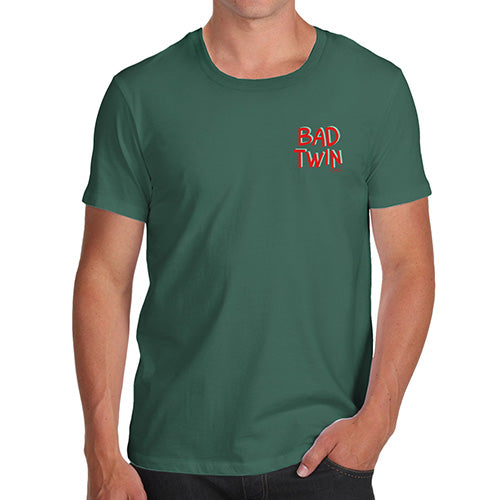 Novelty Tshirts Men Bad Twin Pocket Print Men's T-Shirt Small Bottle Green
