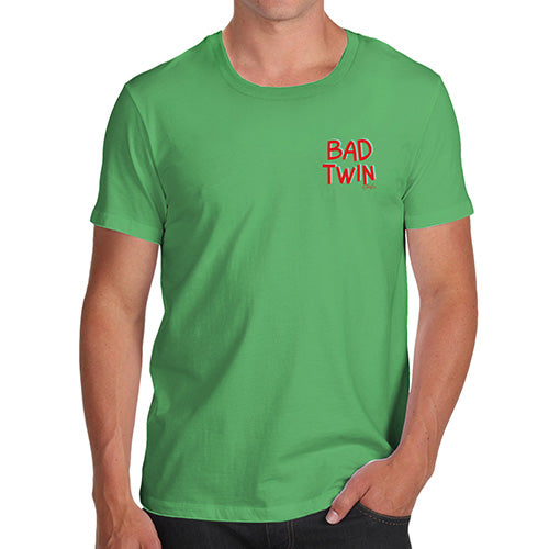Mens Humor Novelty Graphic Sarcasm Funny T Shirt Bad Twin Pocket Print Men's T-Shirt Large Green