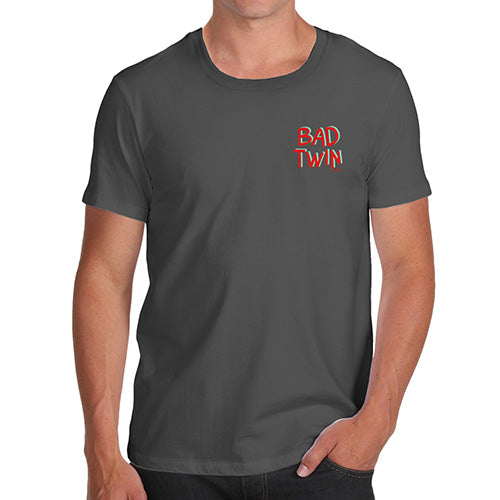 Mens Novelty T Shirt Christmas Bad Twin Pocket Print Men's T-Shirt Large Dark Grey