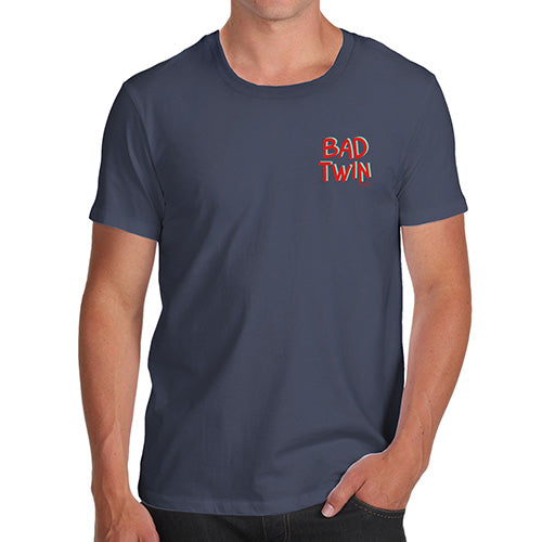 Funny T Shirts For Men Bad Twin Pocket Print Men's T-Shirt Medium Navy
