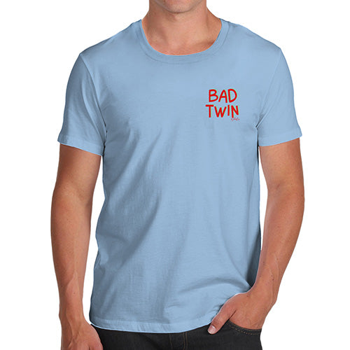 Funny Tee For Men Bad Twin Pocket Print Men's T-Shirt X-Large Sky Blue