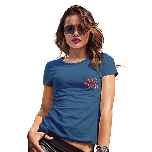 Funny Tee Shirts For Women Bad Twin Pocket Print Women's T-Shirt X-Large Royal Blue