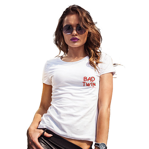 Womens T-Shirt Funny Geek Nerd Hilarious Joke Bad Twin Pocket Print Women's T-Shirt Medium White