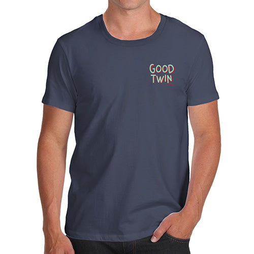 Funny Mens Tshirts Good Twin Pocket Print Men's T-Shirt Medium Navy
