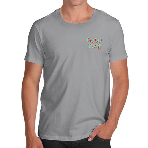 Novelty T Shirts For Dad Good Twin Pocket Print Men's T-Shirt Medium Light Grey