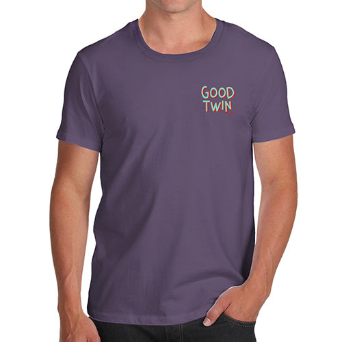 Funny Tee Shirts For Men Good Twin Pocket Print Men's T-Shirt Small Plum