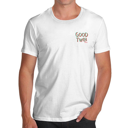 Funny T-Shirts For Men Good Twin Pocket Print Men's T-Shirt Medium White