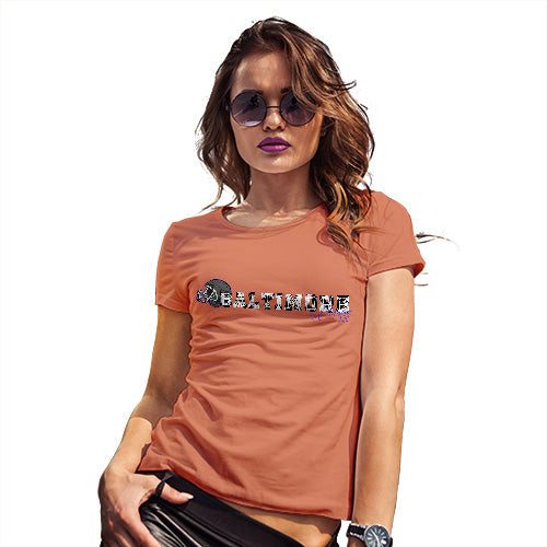 Womens T-Shirt Funny Geek Nerd Hilarious Joke Baltimore American Football Established Women's T-Shirt X-Large Orange
