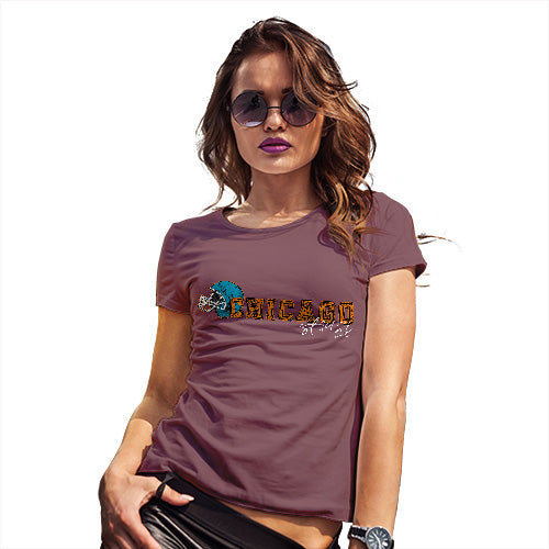 Funny T Shirts For Mum Chicago American Football Established Women's T-Shirt Small Burgundy