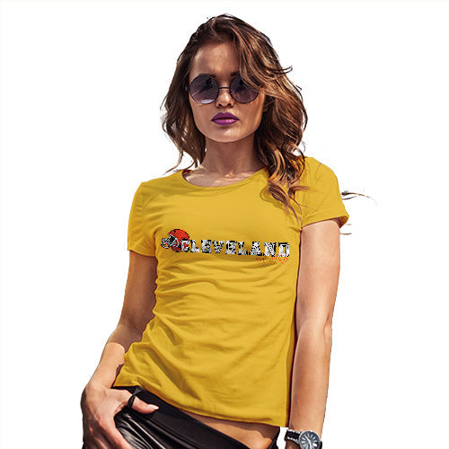 Funny Gifts For Women Cleveland American Football Established Women's T-Shirt Large Yellow