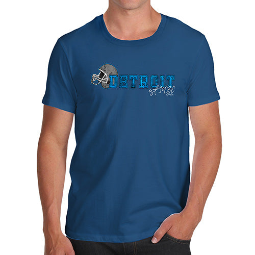 Funny T-Shirts For Men Detroit American Football Established Men's T-Shirt Large Royal Blue