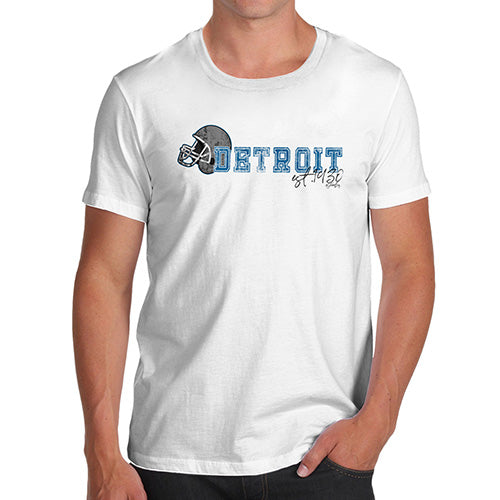 Funny T Shirts For Men Detroit American Football Established Men's T-Shirt Large White