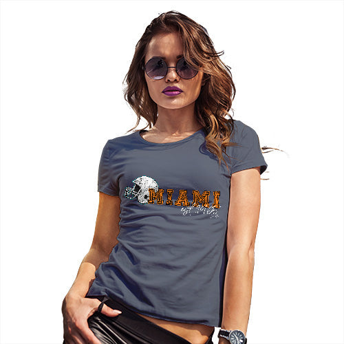 Funny T Shirts For Women Miami American Football Established Women's T-Shirt Large Navy