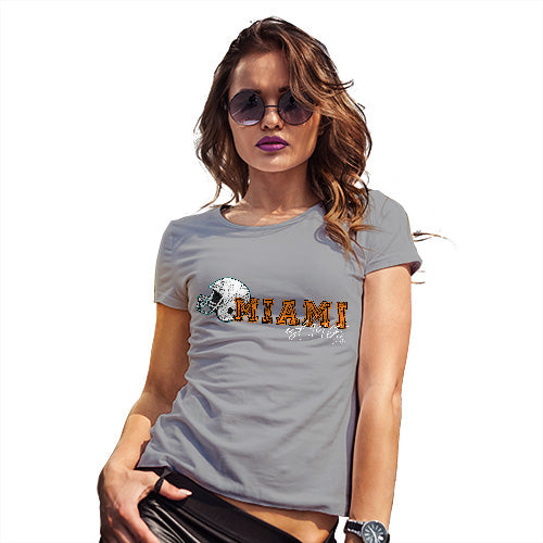 Womens T-Shirt Funny Geek Nerd Hilarious Joke Miami American Football Established Women's T-Shirt Large Light Grey