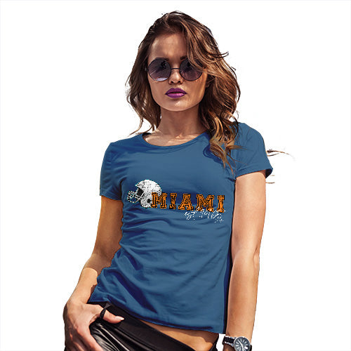 Womens Humor Novelty Graphic Funny T Shirt Miami American Football Established Women's T-Shirt X-Large Royal Blue