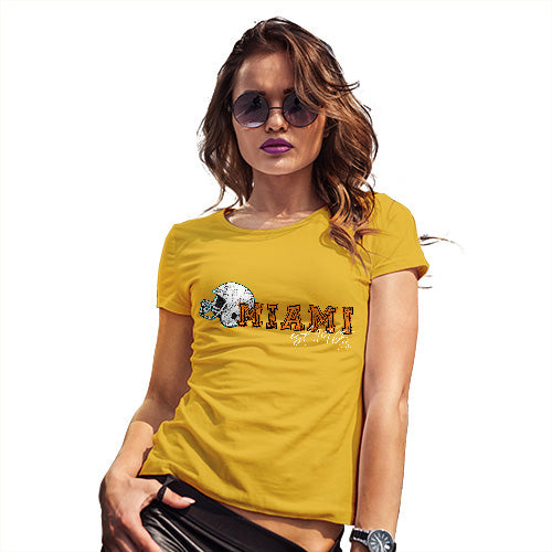 Funny Tee Shirts For Women Miami American Football Established Women's T-Shirt X-Large Yellow