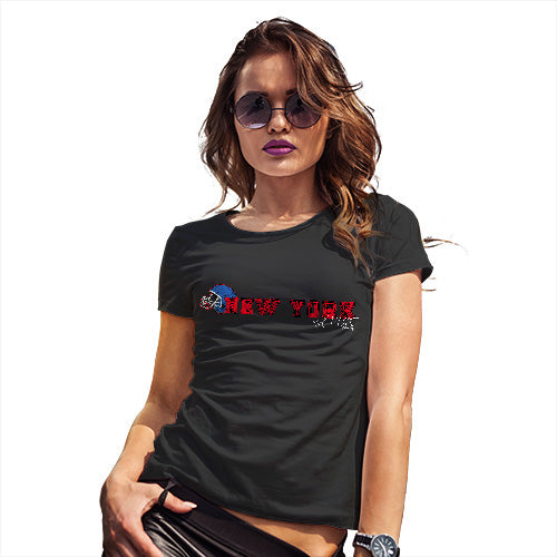 Womens Novelty T Shirt Christmas New York American Football Established Women's T-Shirt Medium Black