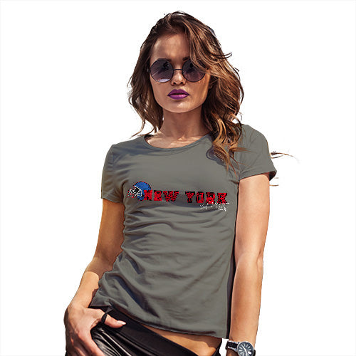 Womens Funny T Shirts New York American Football Established Women's T-Shirt Large Khaki
