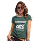 Womens Funny T Shirts Boyfriends Are Temporary Cats Are Forever Women's T-Shirt Large Bottle Green