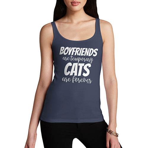 Funny Gifts For Women Boyfriends Are Temporary Cats Are Forever Women's Tank Top Small Navy
