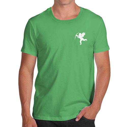 Mens Novelty T Shirt Christmas Flying Cupid Pocket Placement Men's T-Shirt Small Green