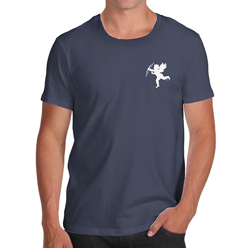 Novelty T Shirts For Dad Flying Cupid Pocket Placement Men's T-Shirt X-Large Navy