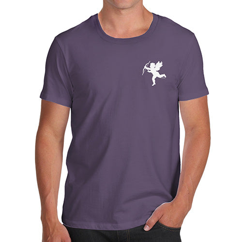 Funny Mens T Shirts Flying Cupid Pocket Placement Men's T-Shirt Small Plum