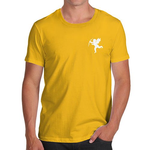 Funny T-Shirts For Men Sarcasm Flying Cupid Pocket Placement Men's T-Shirt Medium Yellow