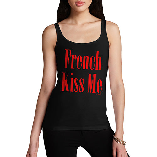 Funny Tank Top For Mum French Kiss Me Women's Tank Top Small Black