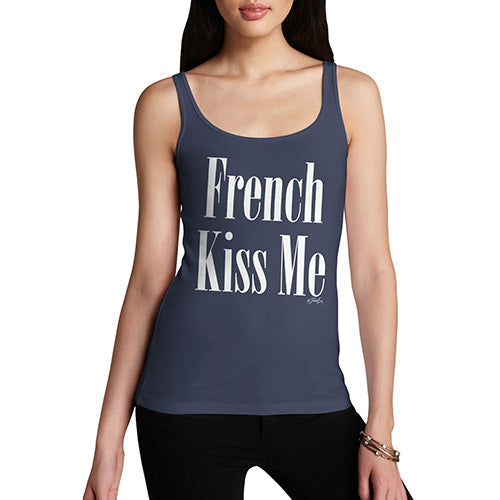 Funny Tank Top For Women French Kiss Me Women's Tank Top X-Large Navy